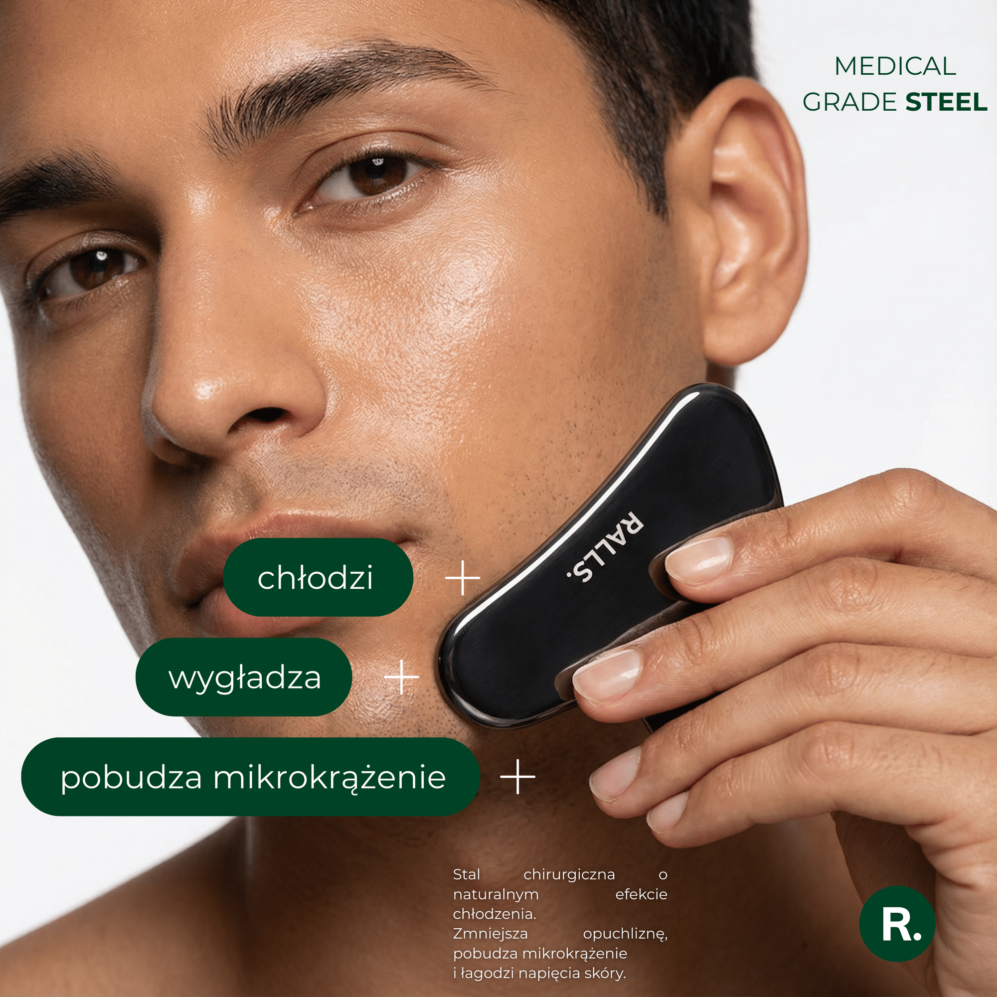 Stalowa płytka Gua Sha do masażu twarzy